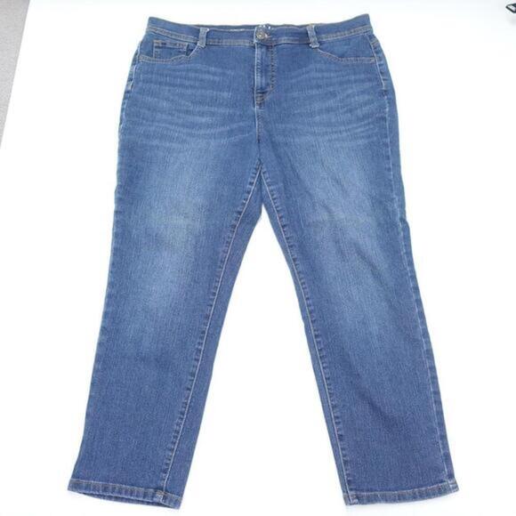 Style & co. Jeans Women's 16P Blue Medium‎ Wash Denim Stretch Slim Leg Zip Fly - Picture 1 of 9